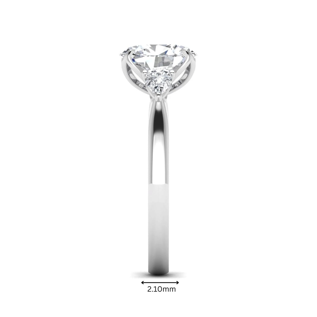 OctaPearl 2 ct Oval & Pear Three Stone Lab Grown Diamond Engagement Ring