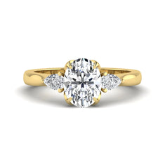 OctaPearl 2 ct Oval & Pear Three Stone Lab Grown Diamond Engagement Ring
