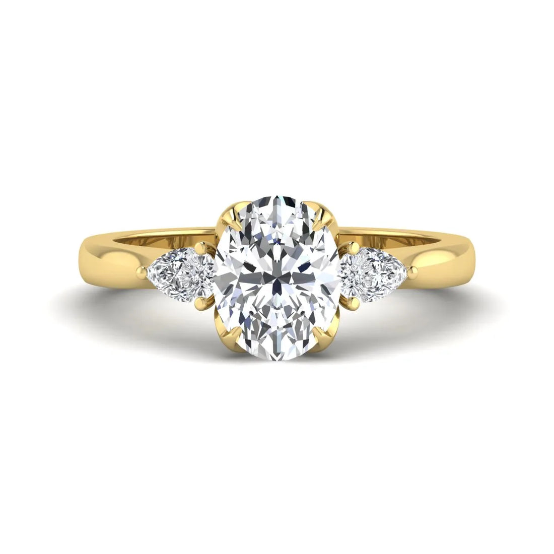 OctaPearl 2 ct Oval & Pear Three Stone Lab Grown Diamond Engagement Ring