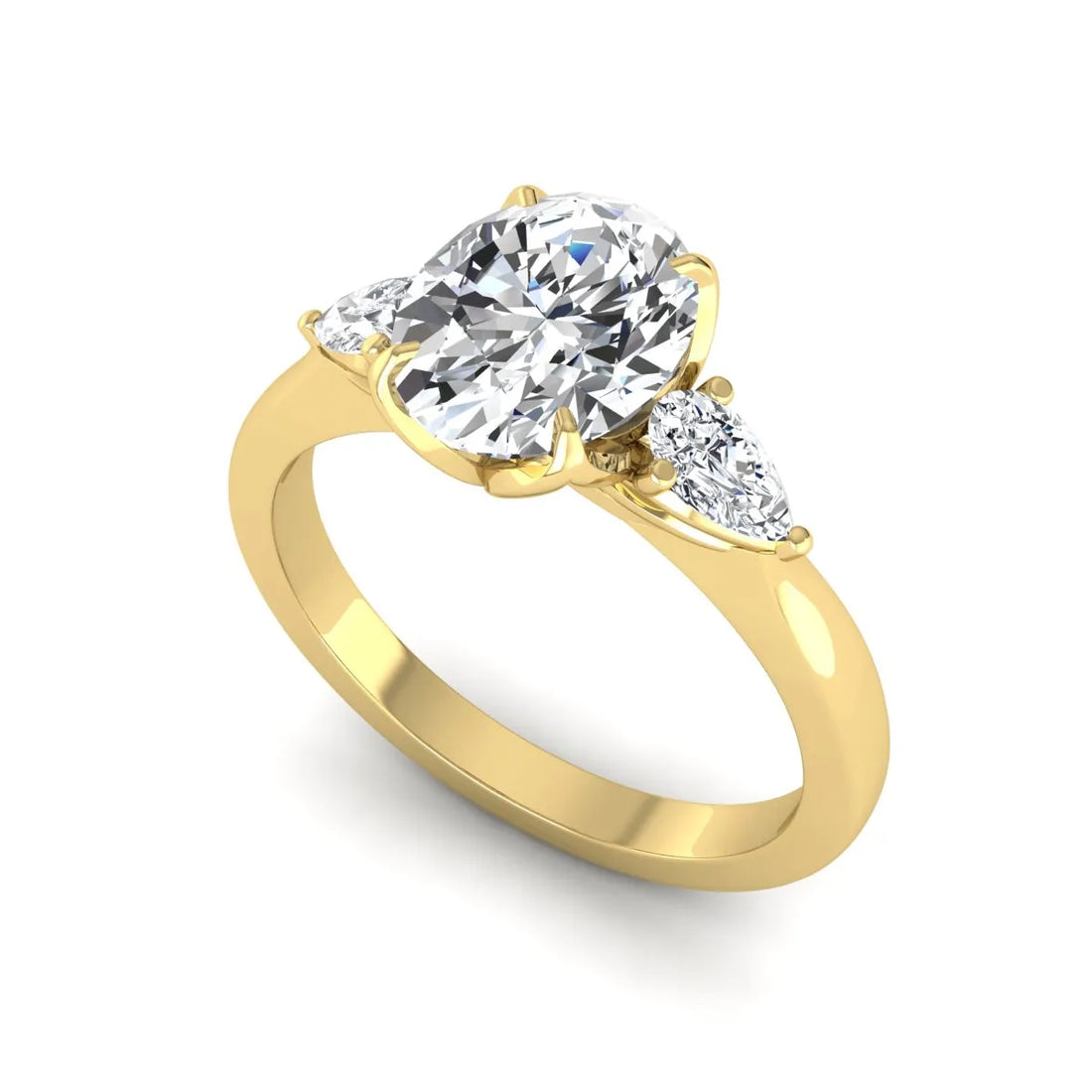 OctaPearl 2 ct Oval & Pear Three Stone Lab Grown Diamond Engagement Ring