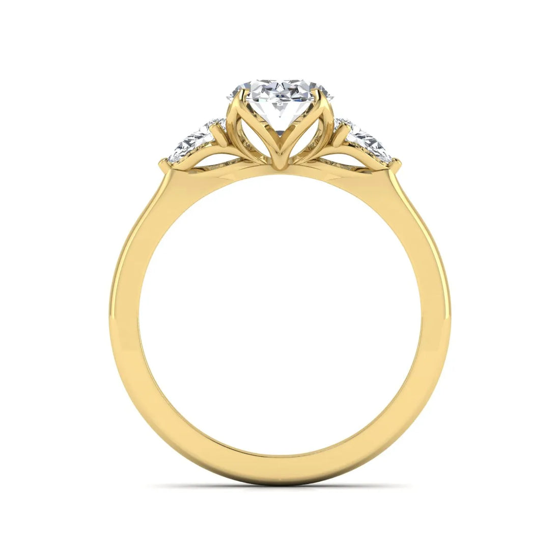 OctaPearl 2 ct Oval & Pear Three Stone Lab Grown Diamond Engagement Ring