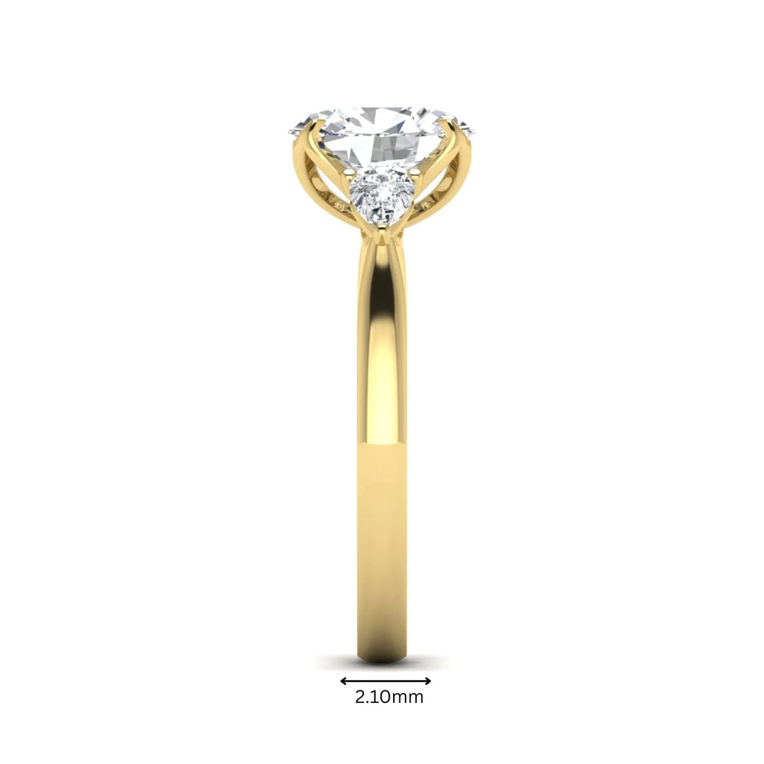OctaPearl 2 ct Oval & Pear Three Stone Lab Grown Diamond Engagement Ring