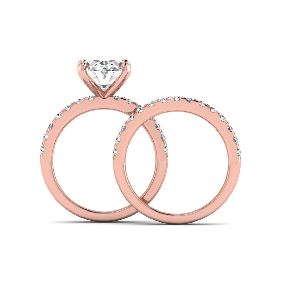 OctaPearl Oval Prong Set Lab Grown Diamond Bridal Ring Set