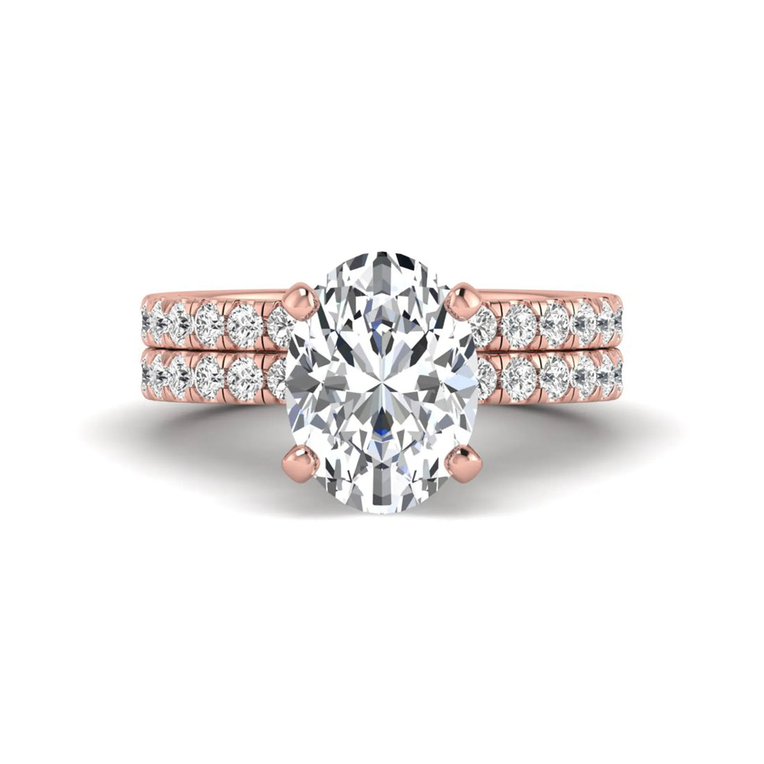 OctaPearl Oval Prong Set Lab Grown Diamond Bridal Ring Set