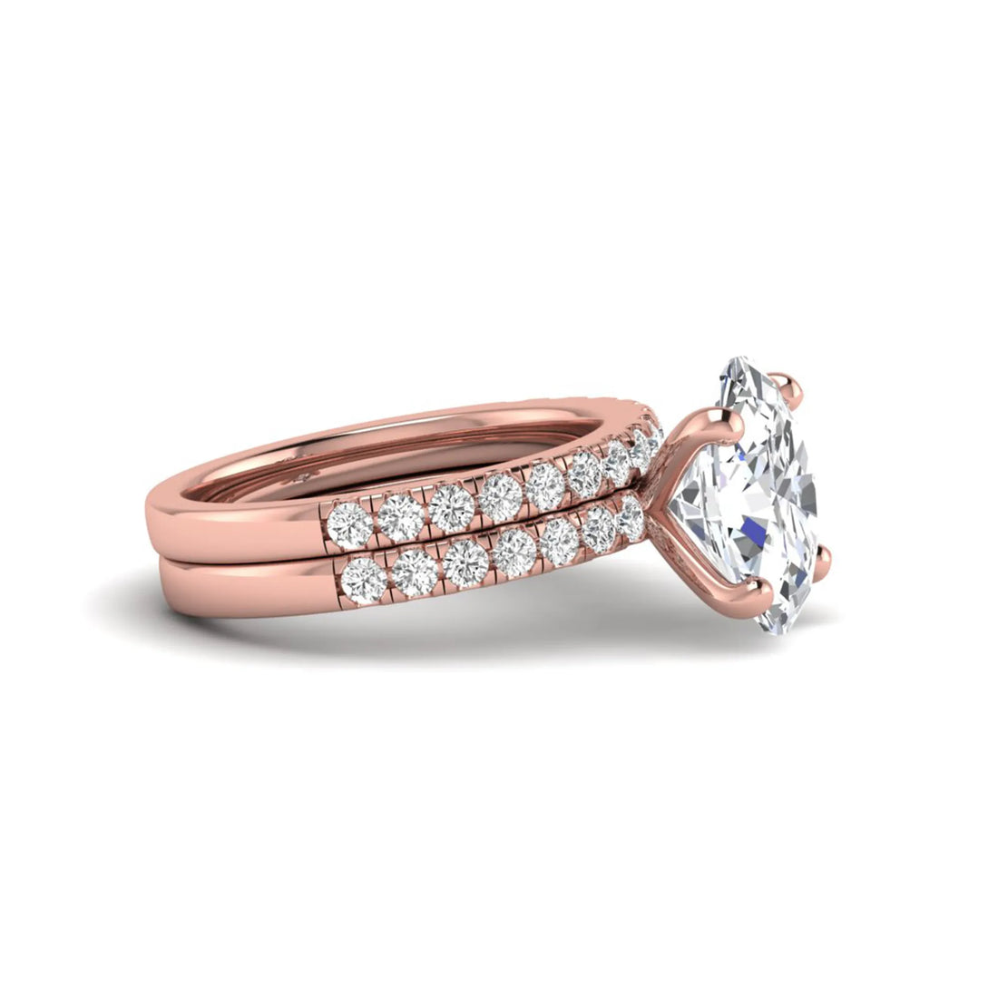 OctaPearl Oval Prong Set Lab Grown Diamond Bridal Ring Set