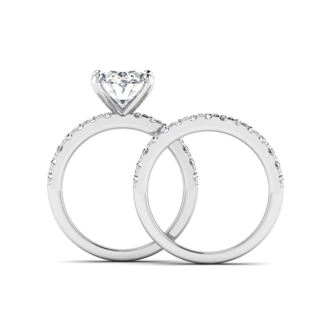 OctaPearl Oval Prong Set Lab Grown Diamond Bridal Ring Set