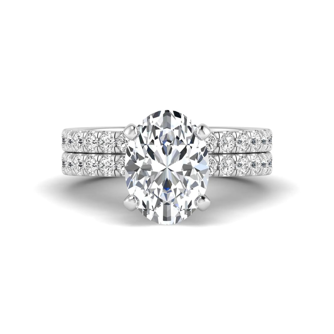 OctaPearl Oval Prong Set Lab Grown Diamond Bridal Ring Set
