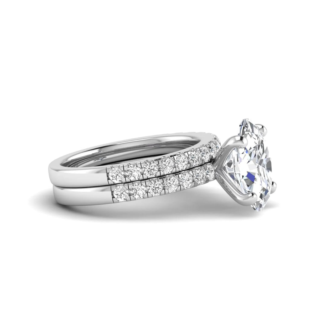OctaPearl Oval Prong Set Lab Grown Diamond Bridal Ring Set