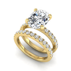OctaPearl Oval Prong Set Lab Grown Diamond Bridal Ring Set - alternate view