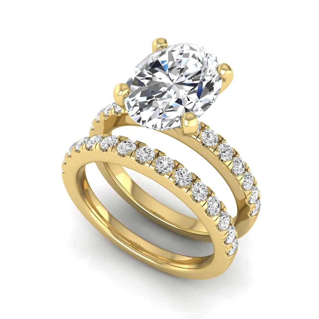 OctaPearl Oval Prong Set Lab Grown Diamond Bridal Ring Set