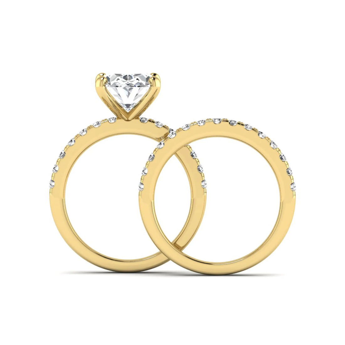 OctaPearl Oval Prong Set Lab Grown Diamond Bridal Ring Set
