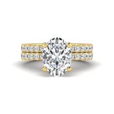 OctaPearl Oval Prong Set Lab Grown Diamond Bridal Ring Set