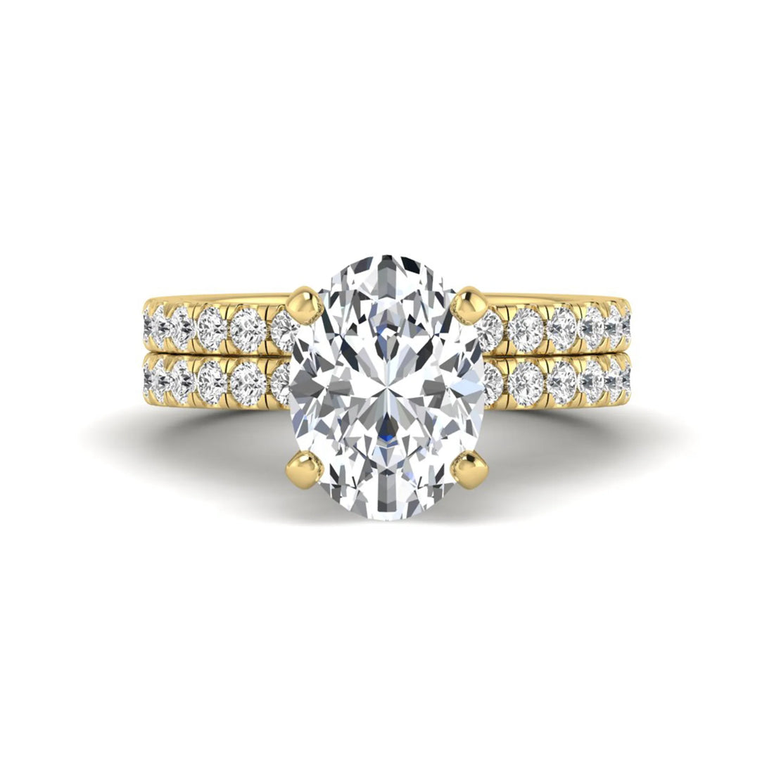 OctaPearl Oval Prong Set Lab Grown Diamond Bridal Ring Set