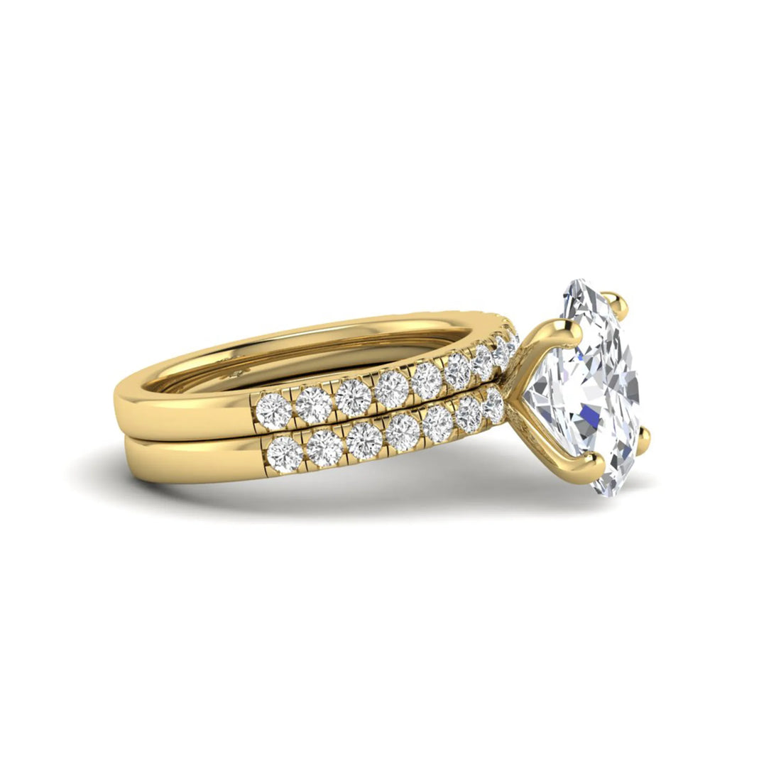 OctaPearl Oval Prong Set Lab Grown Diamond Bridal Ring Set