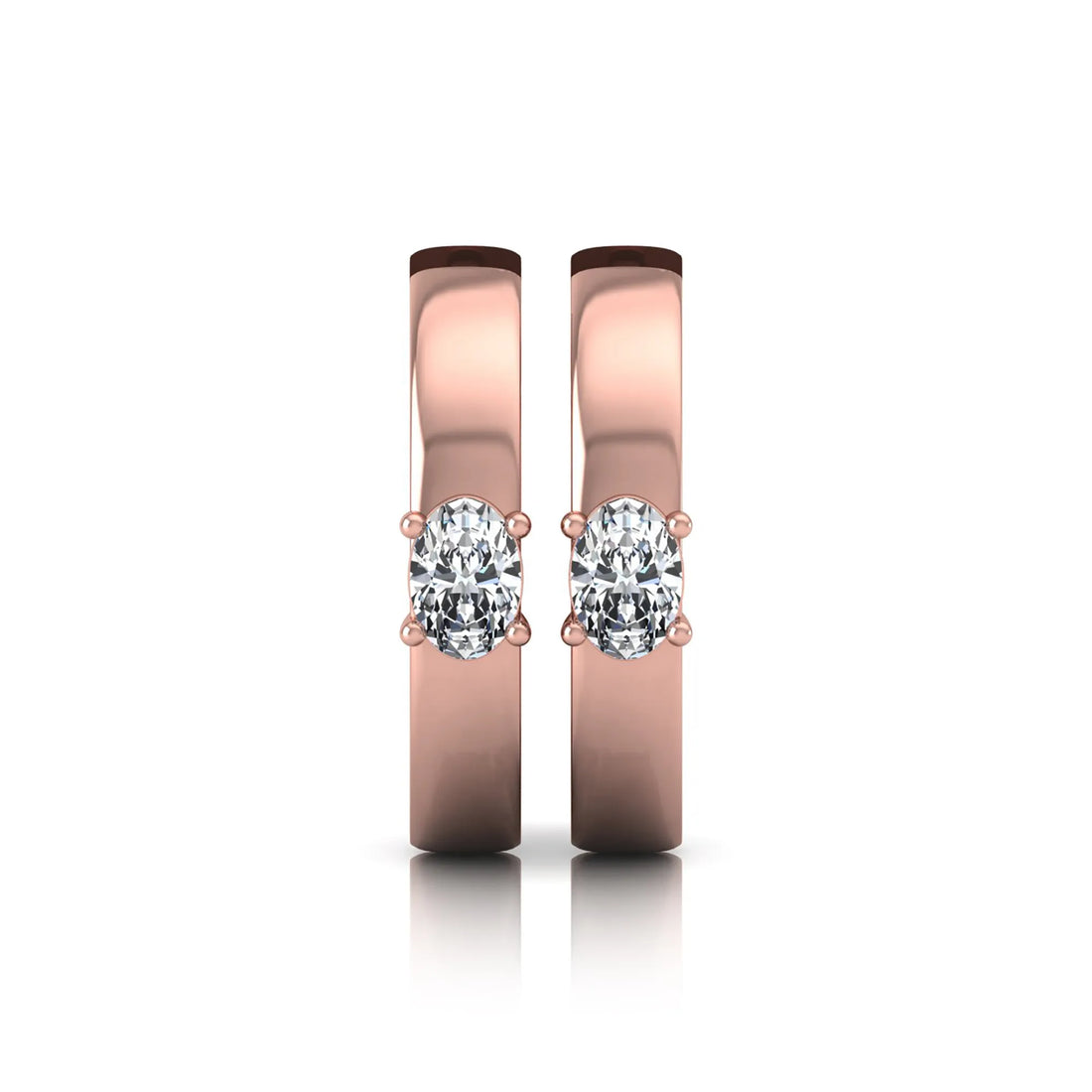 OctaPearl Oval Prong Set Lab Grown Diamond Huggie Hoop Earrings