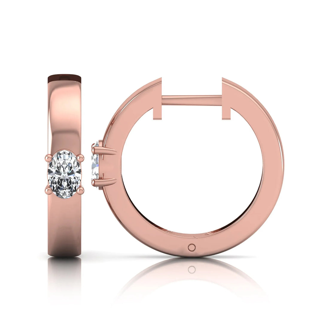 OctaPearl Oval Prong Set Lab Grown Diamond Huggie Hoop Earrings