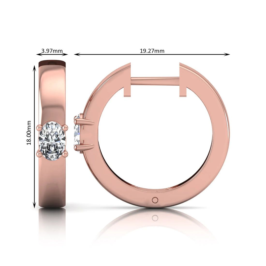 OctaPearl Oval Prong Set Lab Grown Diamond Huggie Hoop Earrings