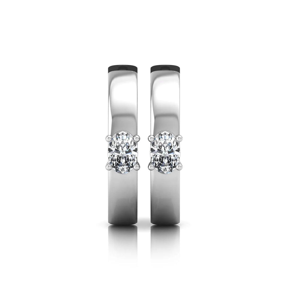 OctaPearl Oval Prong Set Lab Grown Diamond Huggie Hoop Earrings