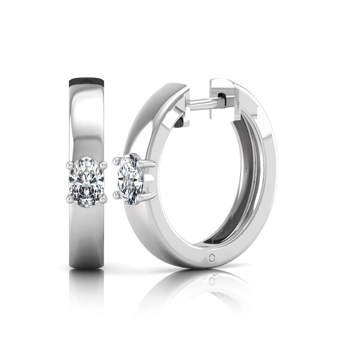 OctaPearl Oval Prong Set Lab Grown Diamond Huggie Hoop Earrings