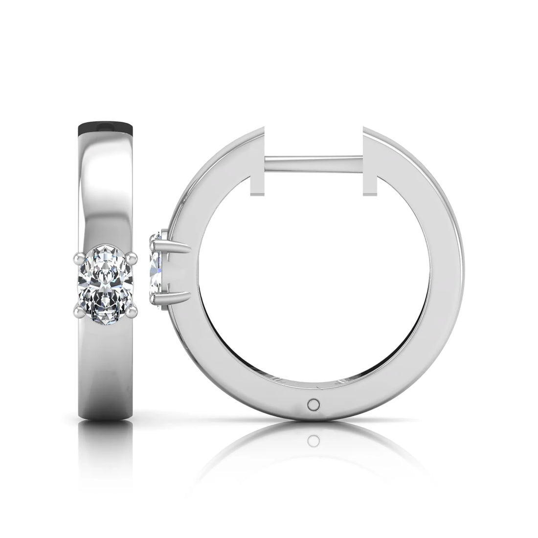 OctaPearl Oval Prong Set Lab Grown Diamond Huggie Hoop Earrings