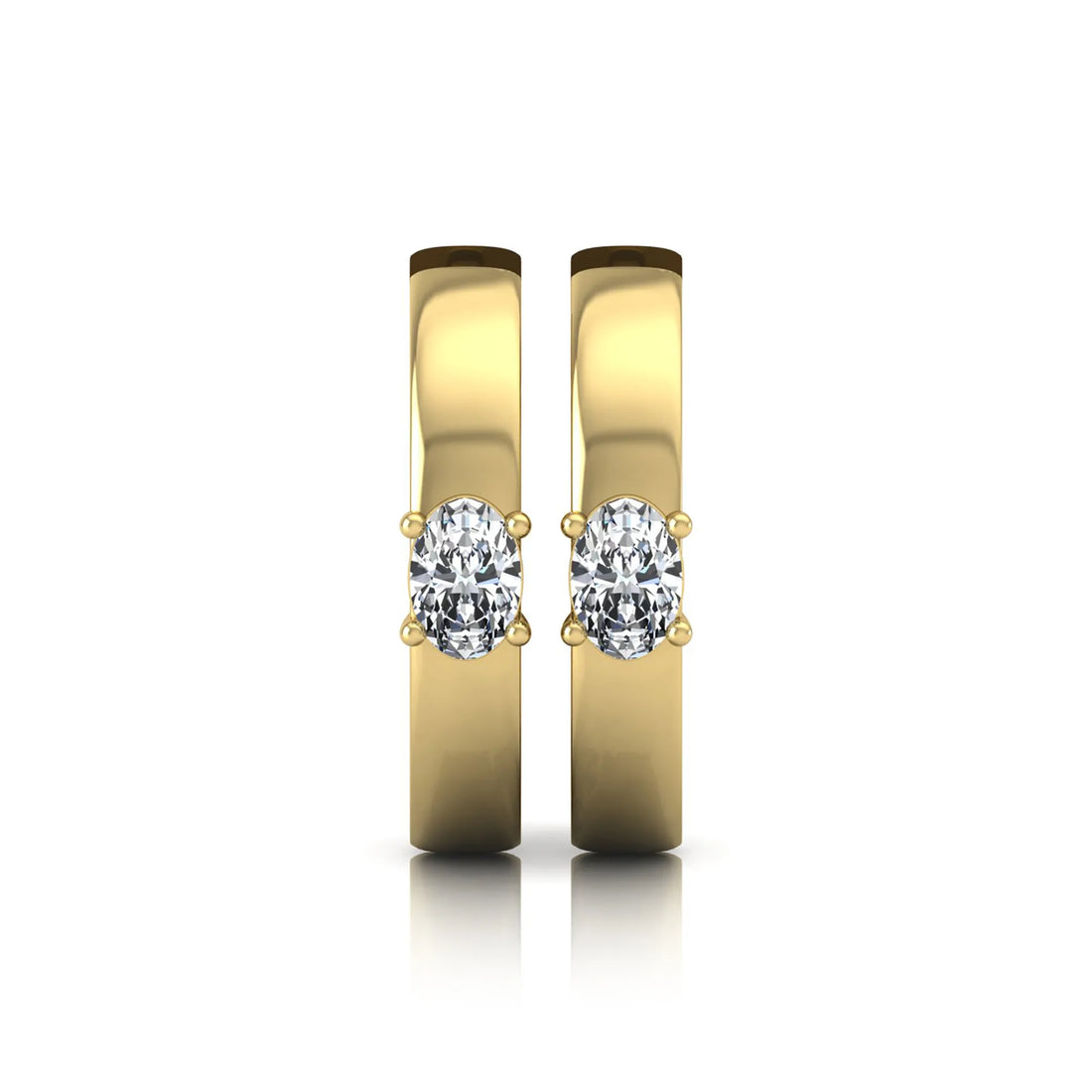 OctaPearl Oval Prong Set Lab Grown Diamond Huggie Hoop Earrings