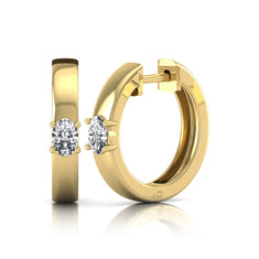 OctaPearl Oval Prong Set Lab Grown Diamond Huggie Hoop Earrings