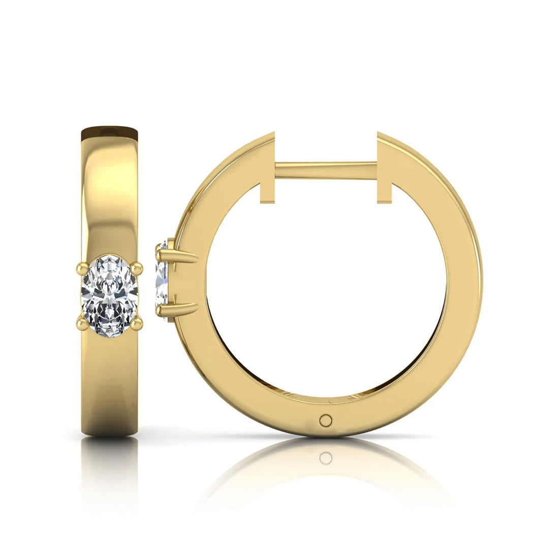 OctaPearl Oval Prong Set Lab Grown Diamond Huggie Hoop Earrings