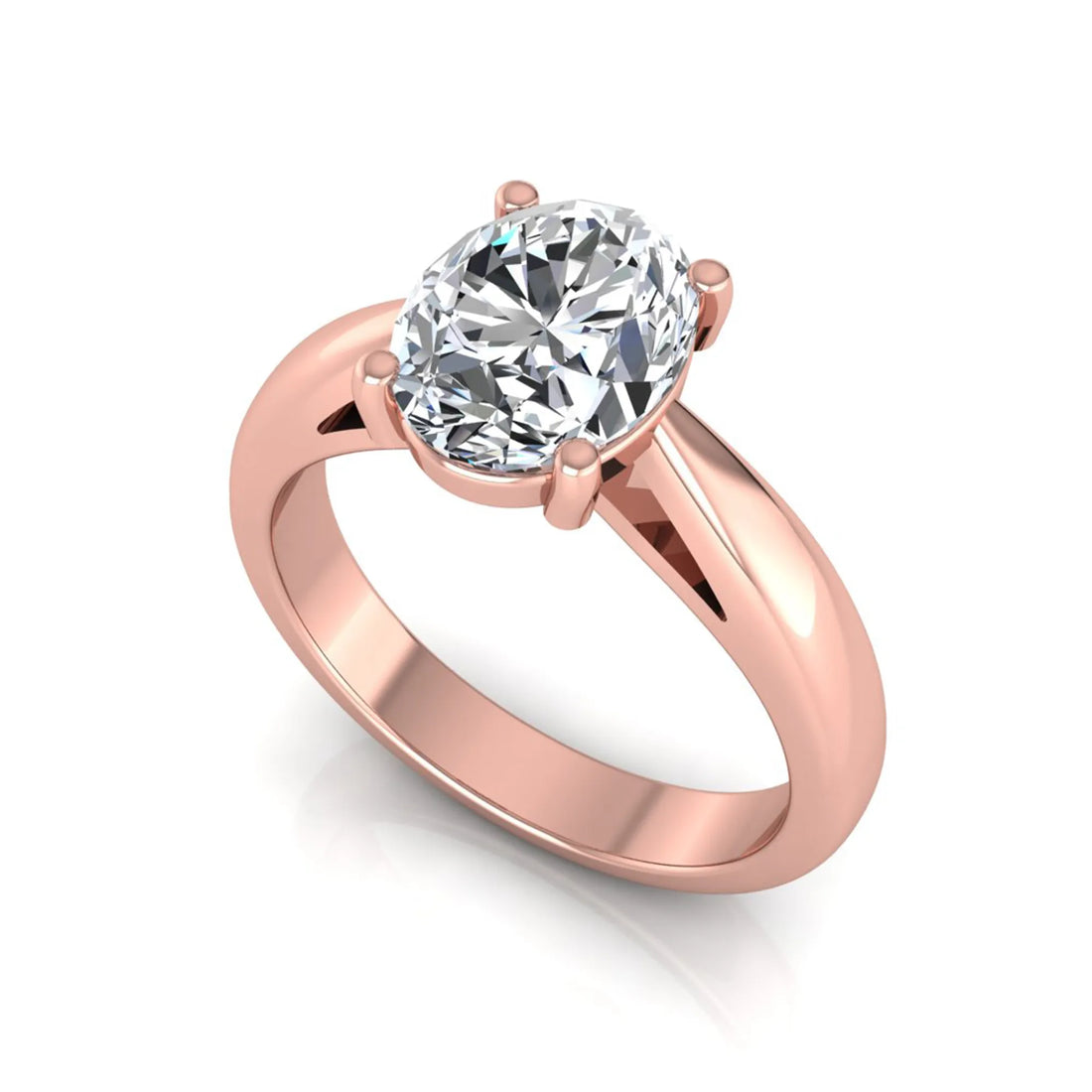 OctaPearl 2 ct Oval Prong Set Lab Grown Diamond Solitaire Engagement Ring