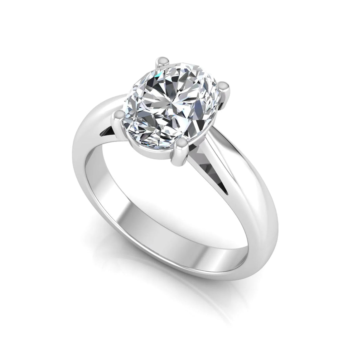 OctaPearl 2 ct Oval Prong Set Lab Grown Diamond Solitaire Engagement Ring