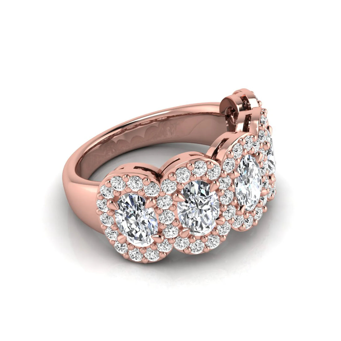 OctaPearl Five Stone Lab Grown Diamond Halo Engagement Ring