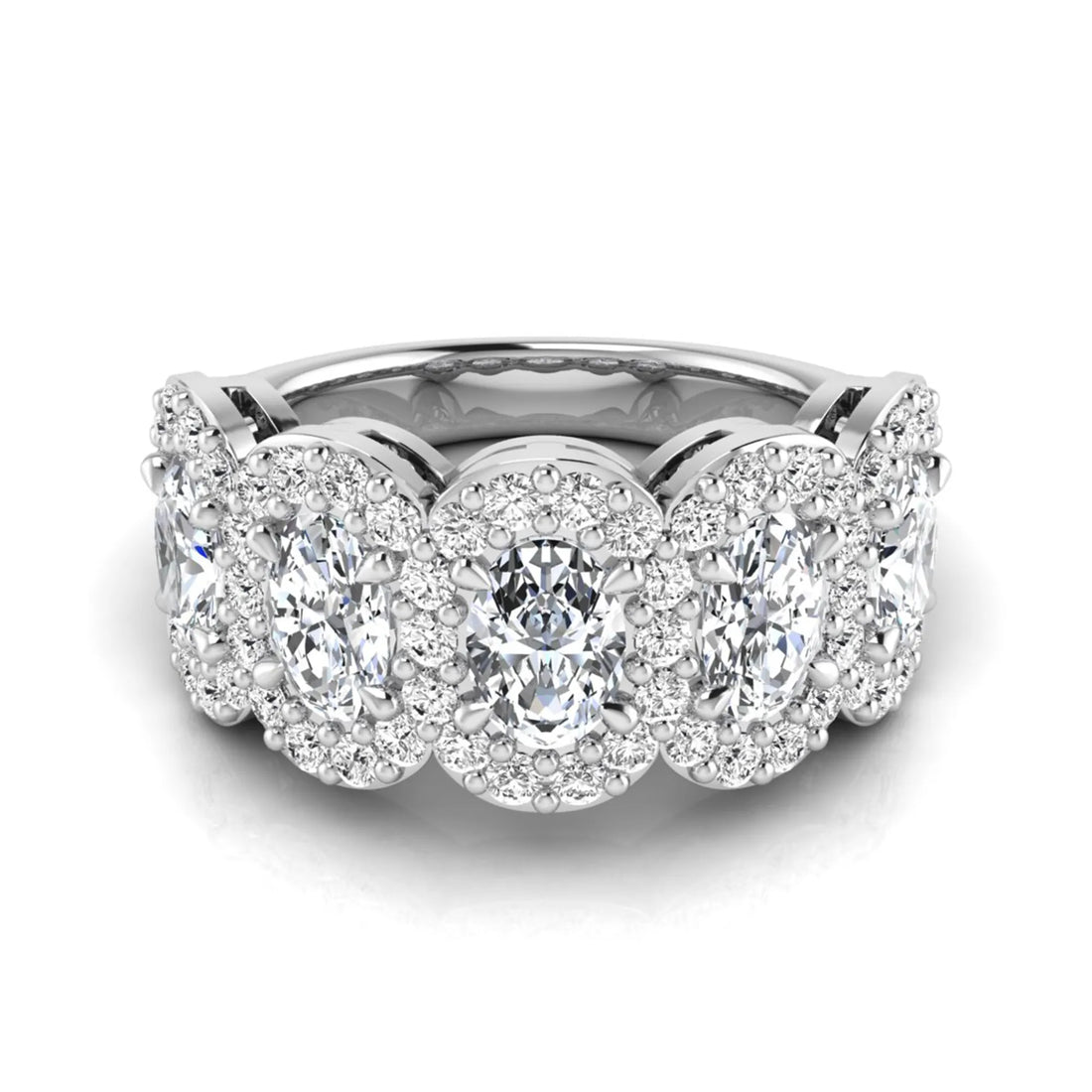 OctaPearl Five Stone Lab Grown Diamond Halo Engagement Ring