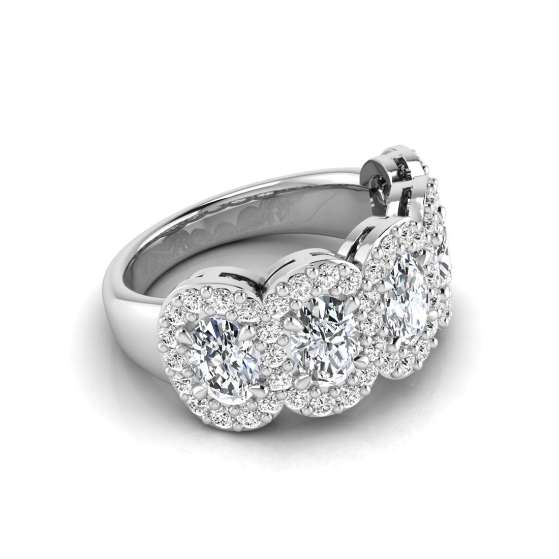 OctaPearl Five Stone Lab Grown Diamond Halo Engagement Ring