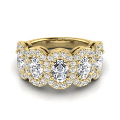 OctaPearl Five Stone Lab Grown Diamond Halo Engagement Ring