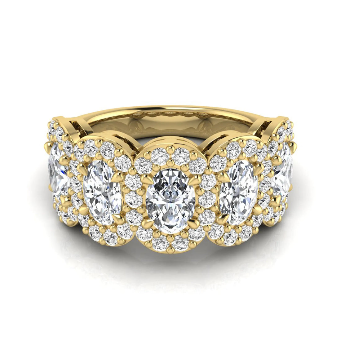 OctaPearl Five Stone Lab Grown Diamond Halo Engagement Ring