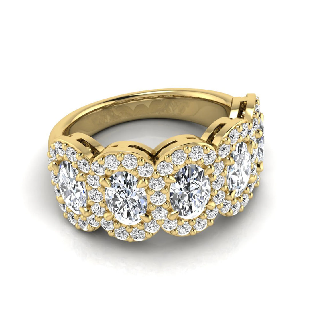 OctaPearl Five Stone Lab Grown Diamond Halo Engagement Ring