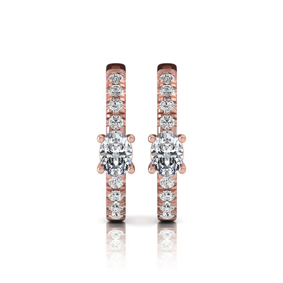 OctaPearl Oval & Round Pavé Lab Grown Diamond Huggie Hoop Earrings