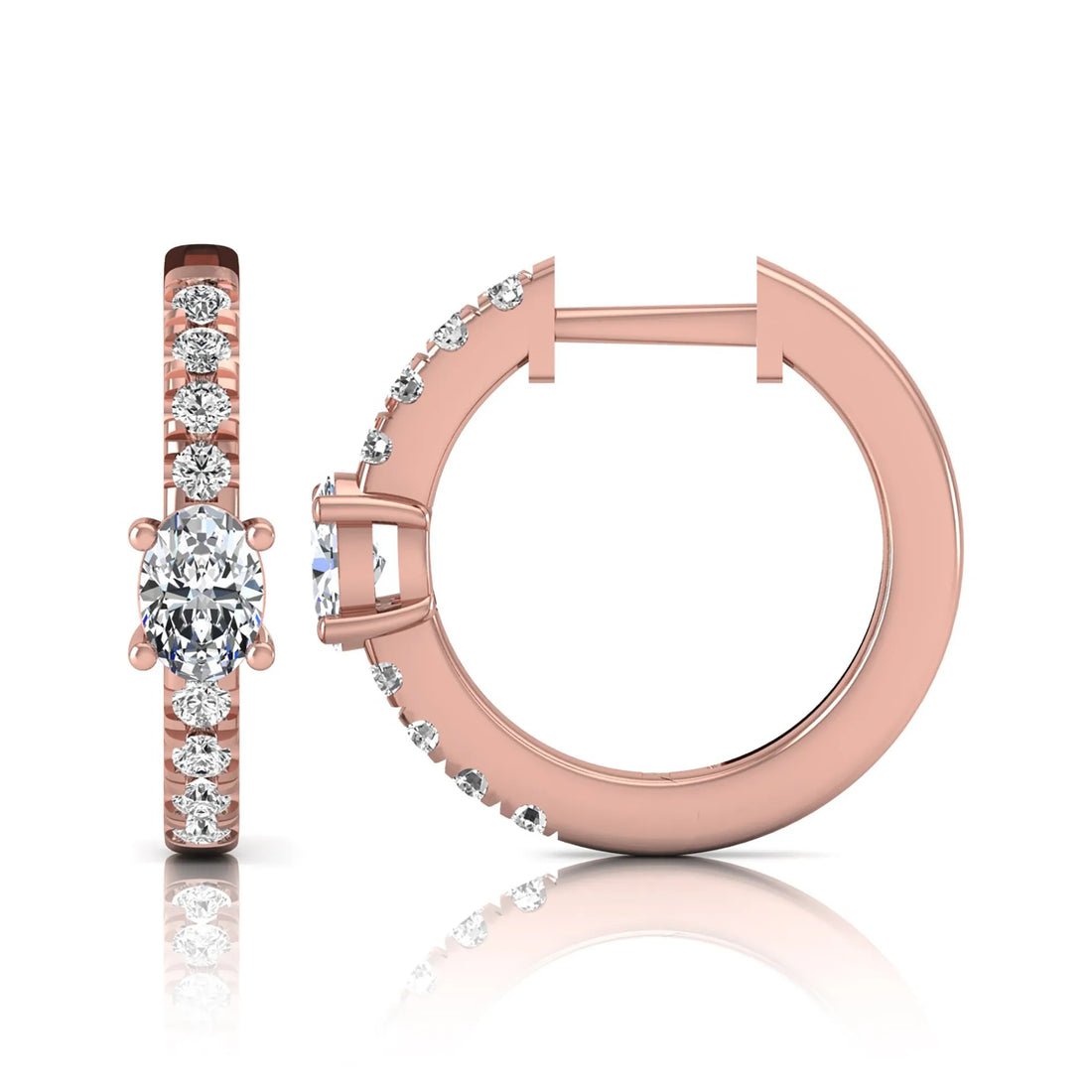 OctaPearl Oval & Round Pavé Lab Grown Diamond Huggie Hoop Earrings