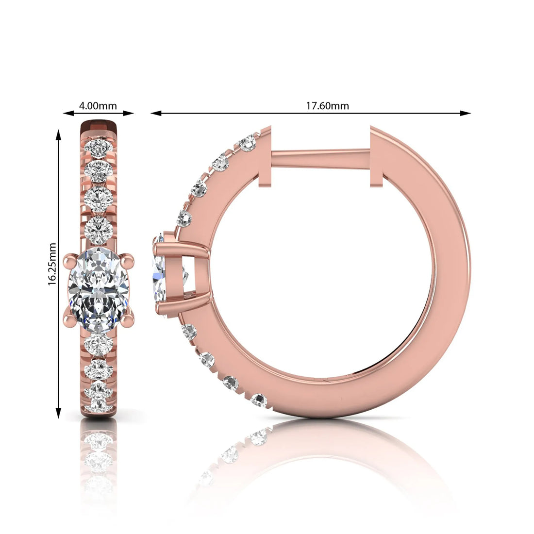OctaPearl Oval & Round Pavé Lab Grown Diamond Huggie Hoop Earrings