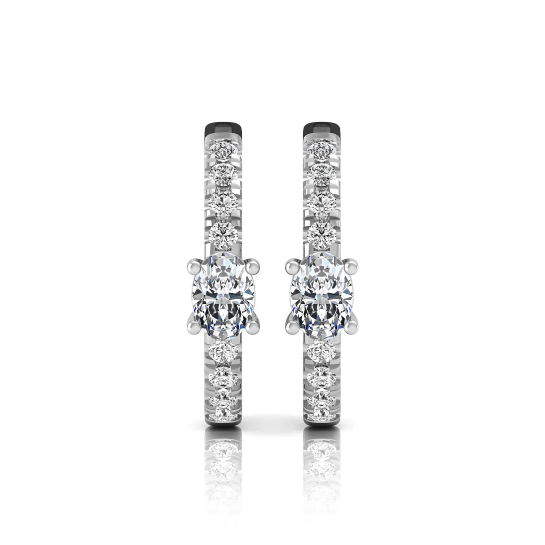 OctaPearl Oval & Round Pavé Lab Grown Diamond Huggie Hoop Earrings