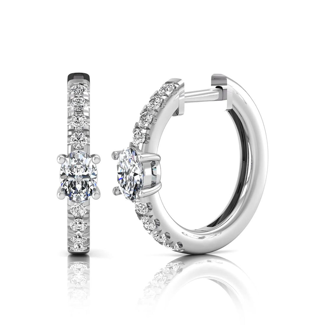 OctaPearl Oval & Round Pavé Lab Grown Diamond Huggie Hoop Earrings