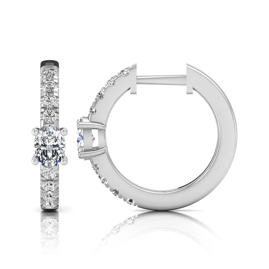 OctaPearl Oval & Round Pavé Lab Grown Diamond Huggie Hoop Earrings