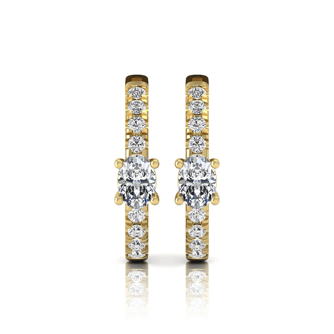 OctaPearl Oval & Round Pavé Lab Grown Diamond Huggie Hoop Earrings