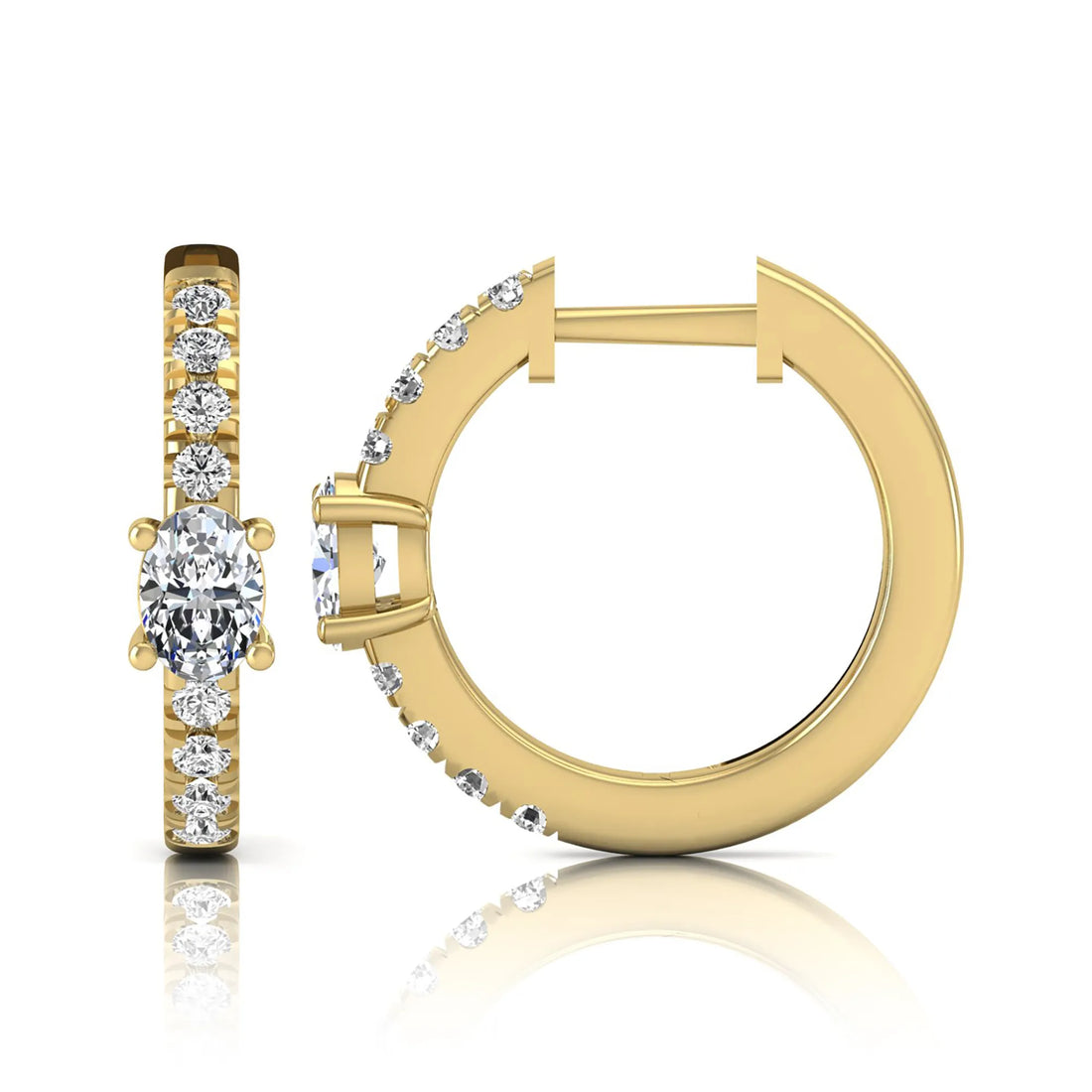 OctaPearl Oval & Round Pavé Lab Grown Diamond Huggie Hoop Earrings