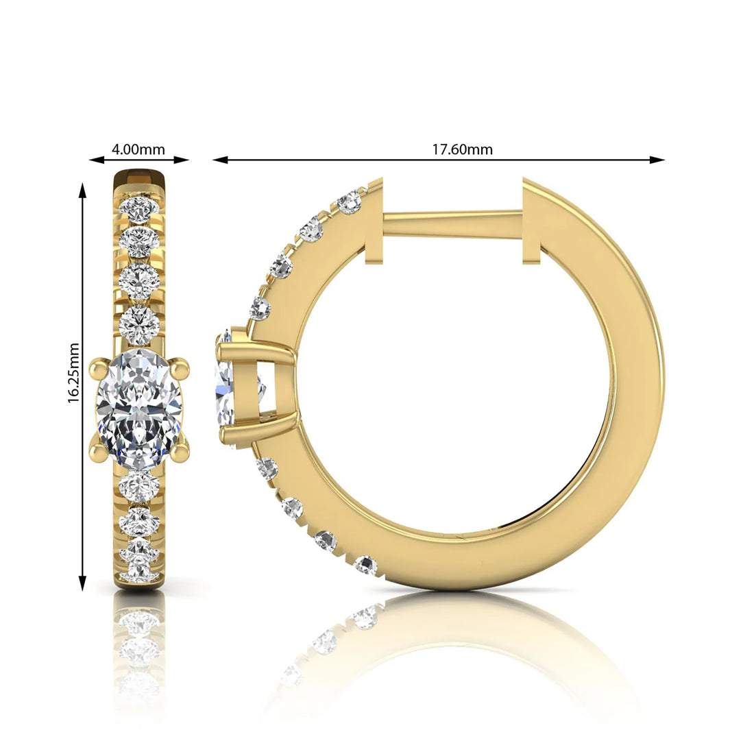 OctaPearl Oval & Round Pavé Lab Grown Diamond Huggie Hoop Earrings