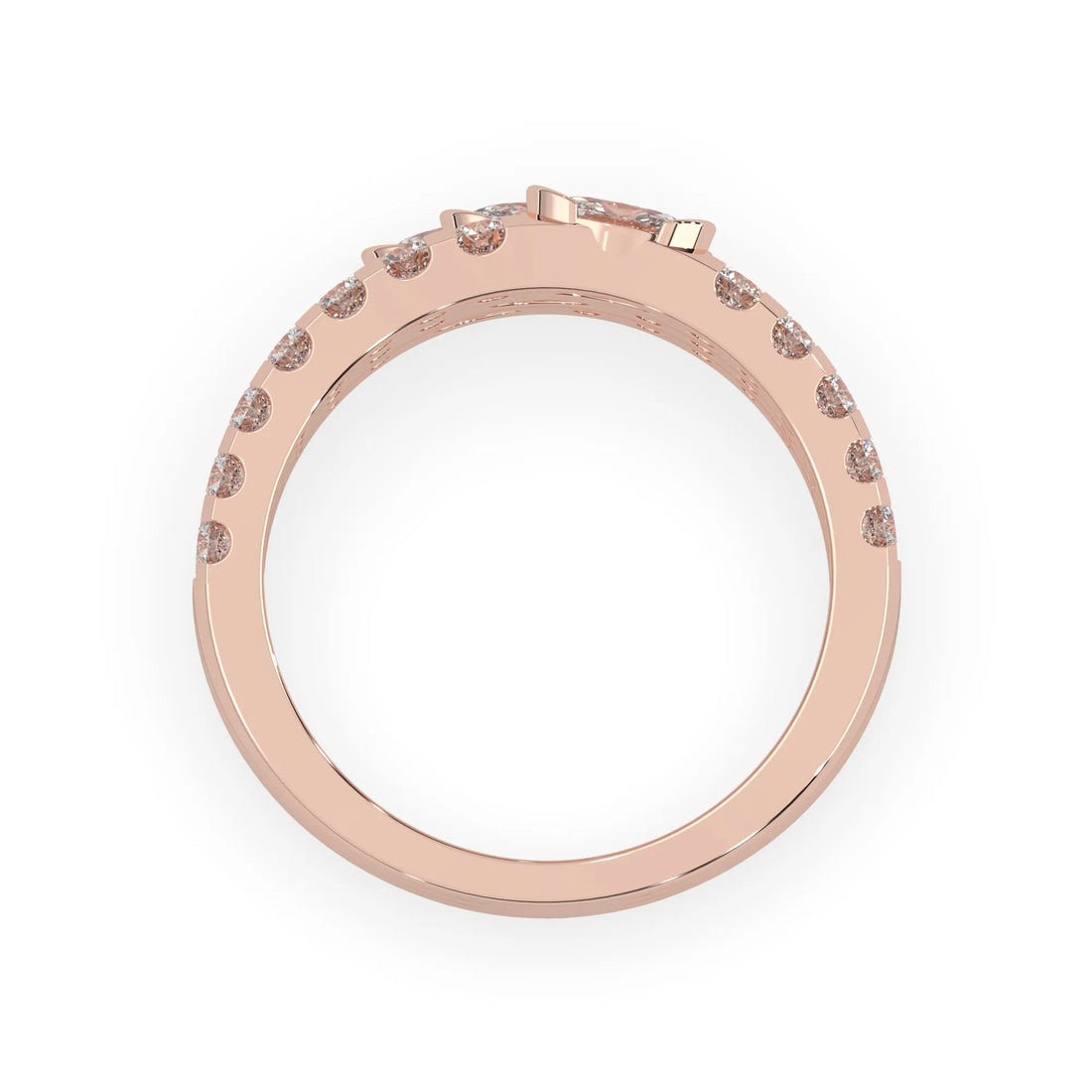 OctaPearl Oval & Round Three Row Lab Grown Diamond Pave Cocktail Ring