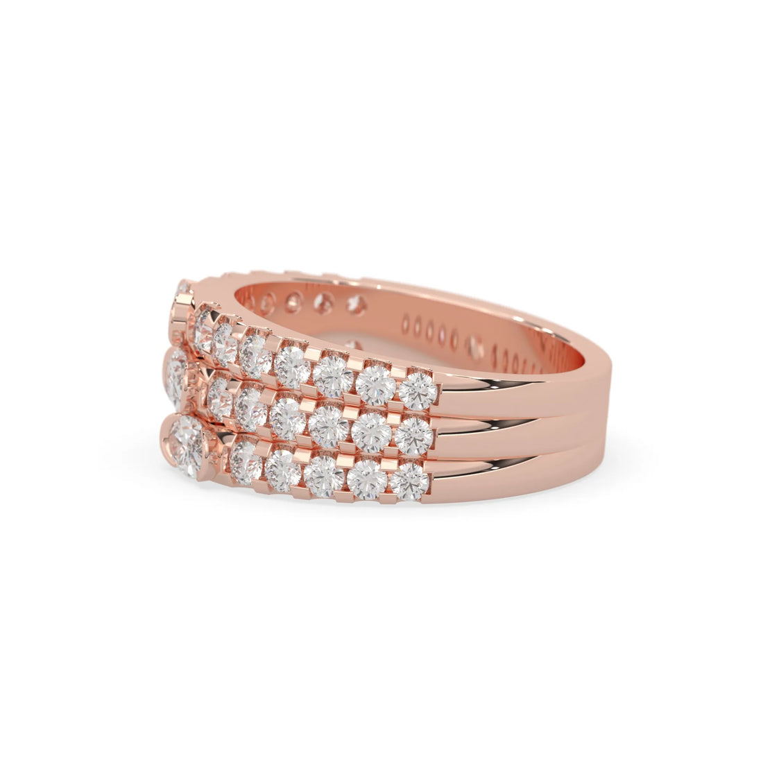 OctaPearl Oval & Round Three Row Lab Grown Diamond Pave Cocktail Ring