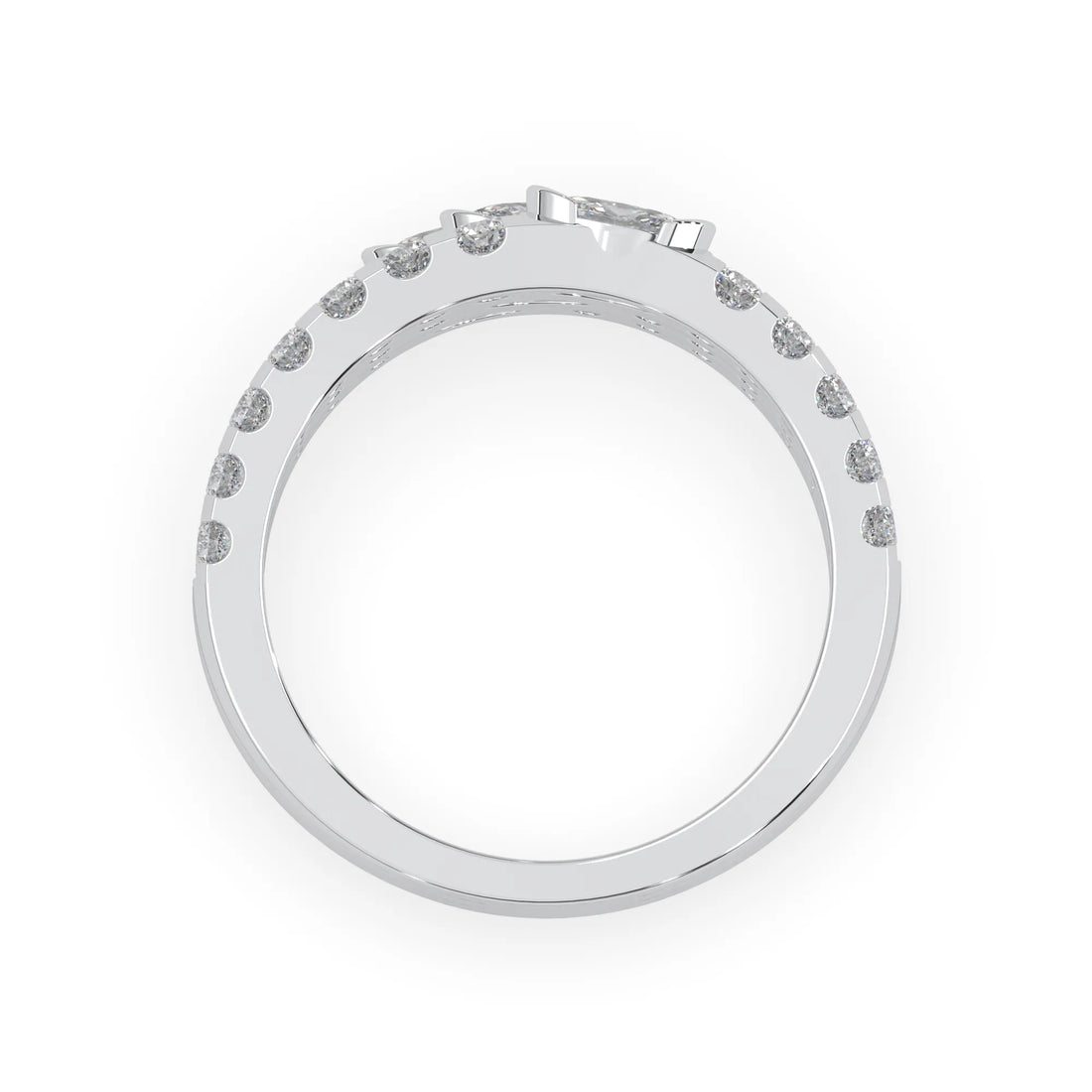 OctaPearl Oval & Round Three Row Lab Grown Diamond Pave Cocktail Ring