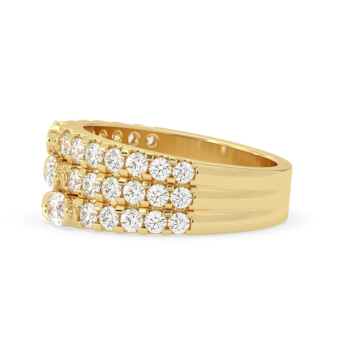 OctaPearl Oval & Round Three Row Lab Grown Diamond Pave Cocktail Ring