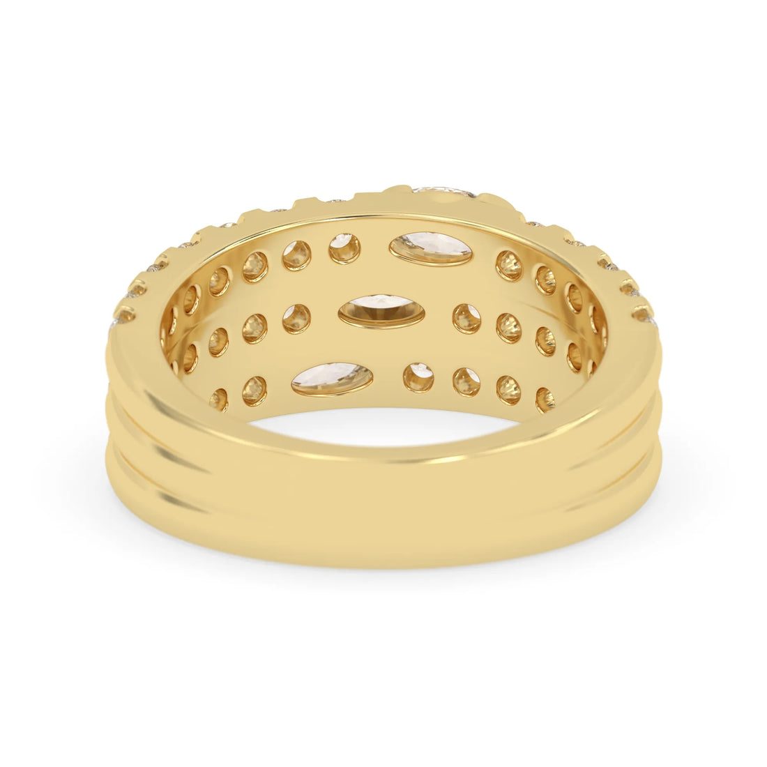 OctaPearl Oval & Round Three Row Lab Grown Diamond Pave Cocktail Ring