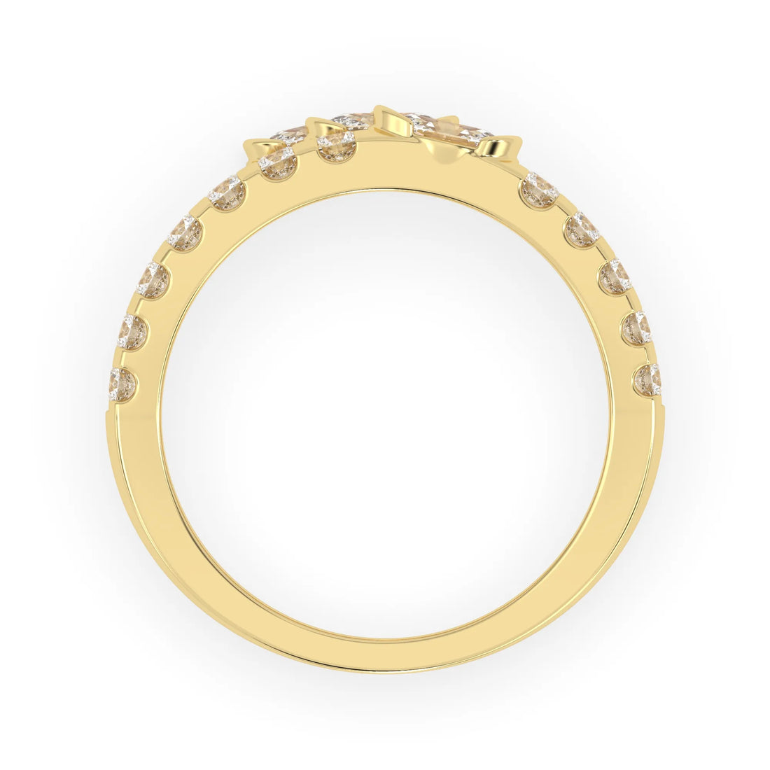 OctaPearl Oval & Round Three Row Lab Grown Diamond Pave Cocktail Ring